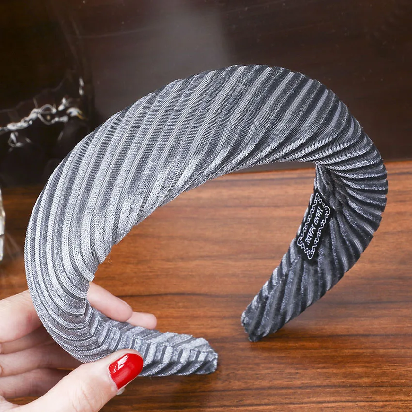 Levao толстые бархатные женские повязки для волос аксессуары головная повязка модные головные уборы широкие пластиковые ленты для волос для женщин - Цвет: 6 Grey