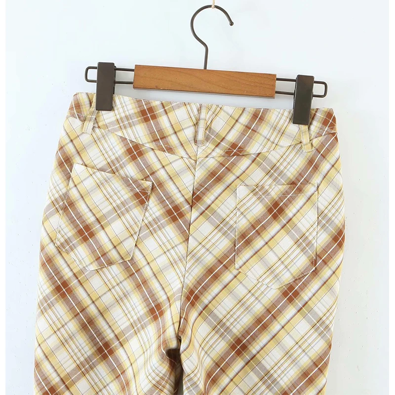 

Za women pants high waist pants 2021 fashion British plaid youth Pants women pantss casual chic street high waist pantss