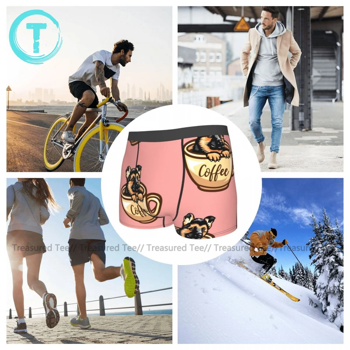 

German Shepherd Underwear Sublimation Hot Polyester Trunk Design Funny Male Boxer Brief