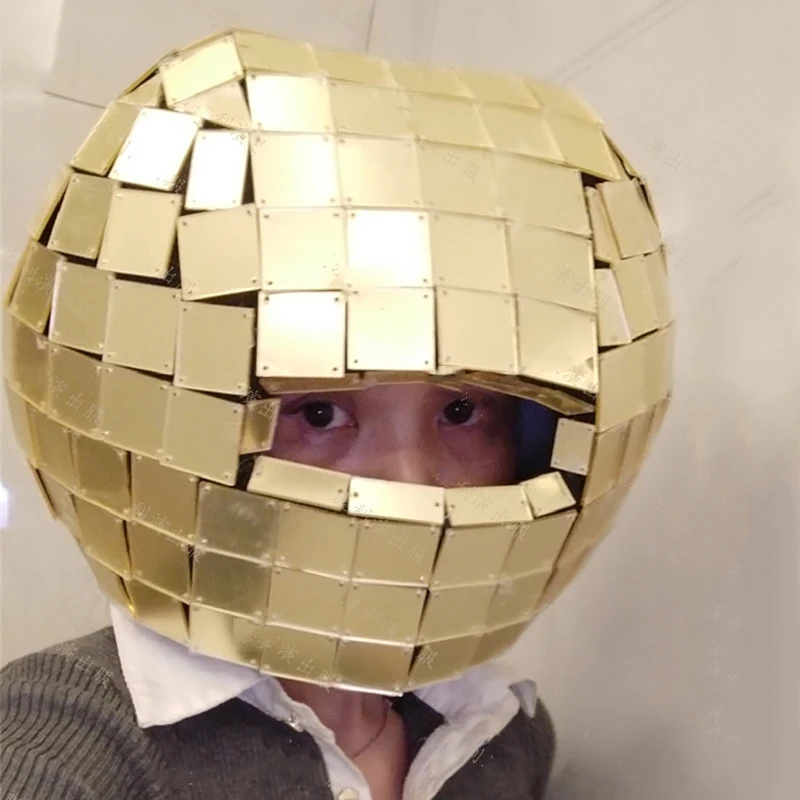 Зеркальный шлем для бара ночного клуба диско шар головной убор реквизит ГОГО
