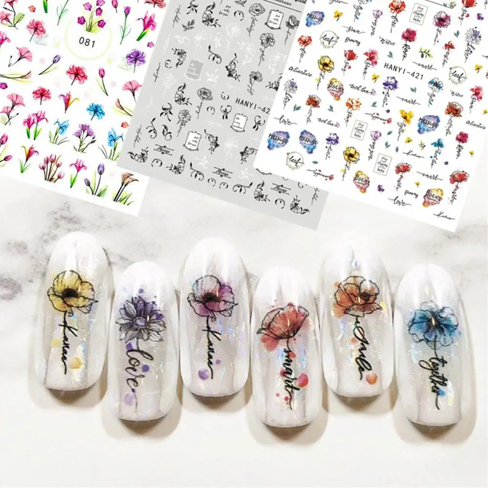 

HANYI-421-422 цветок лаванды стикеры 3d на ногти nail art Наклейки Шаблон diy инструмент для ногтей украшения