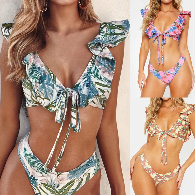 2020 сексуальный комплект бикини женский купальник с V образным вырезом женские