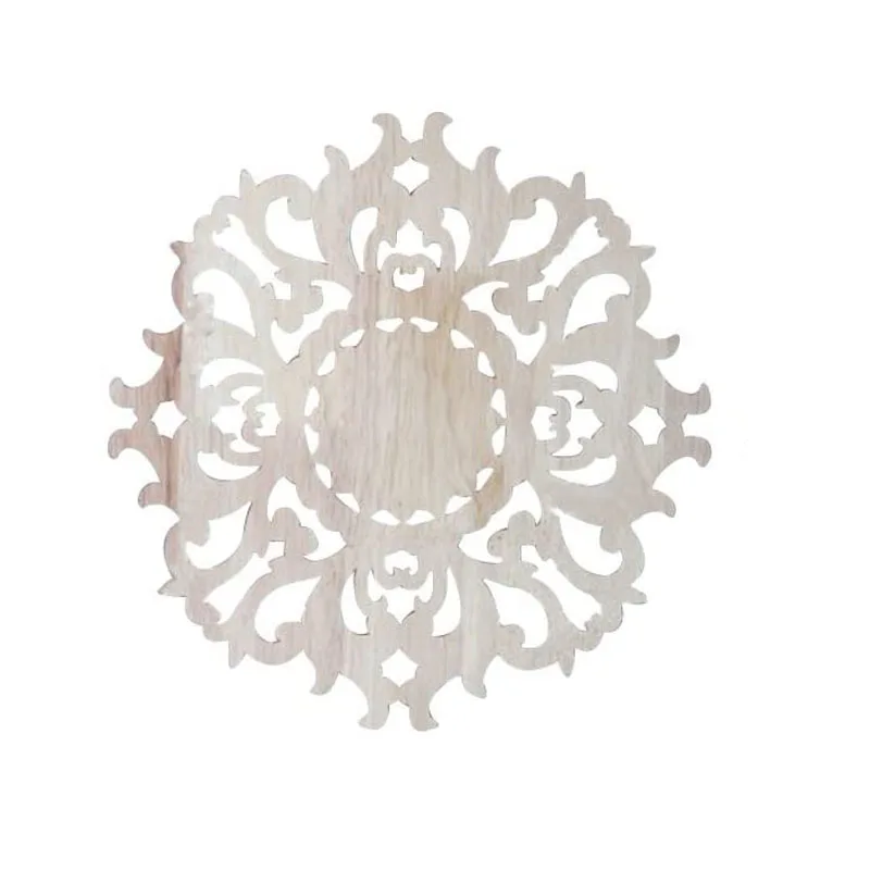 

2Pcs Rubber Wood Ornament Carving Window Cabinet Door Furniture Corner Decoration Diameter 15cm