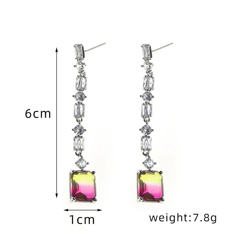 

Trendy 925 Silver Jewelry Earrings with Zircon Gemstones Drop Earrings for Women Wedding Engagement Party Accessories Wholesale