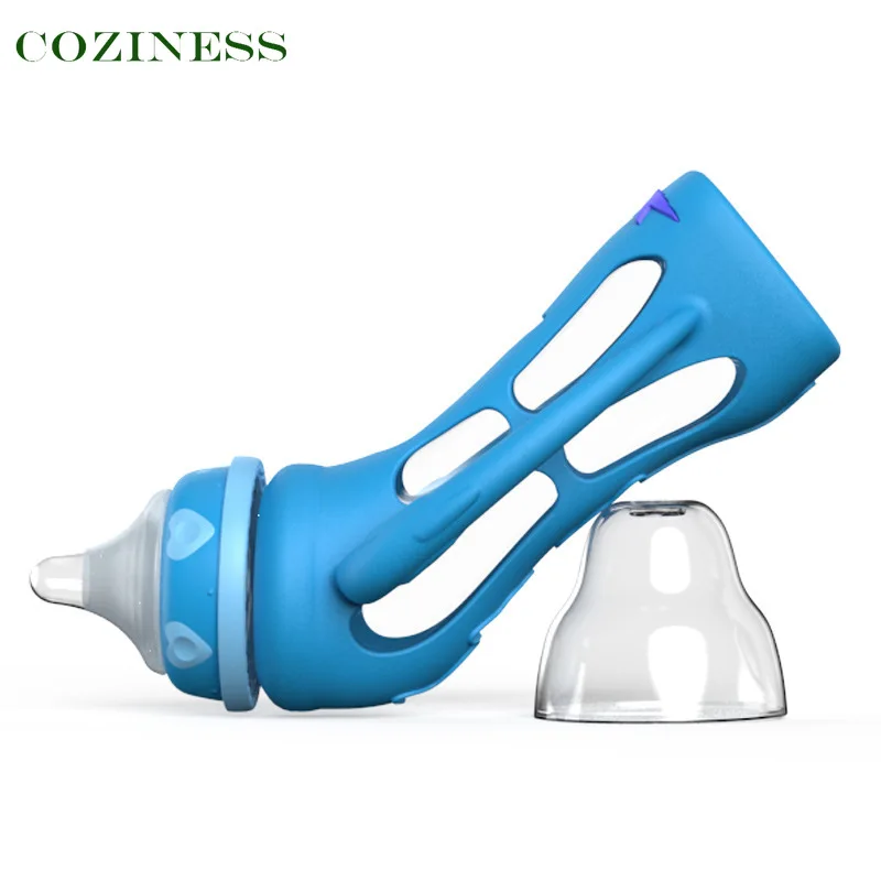 

COZINESS Baby Bottles Temperature Sensing Glass Milk Bottle Anti-Dropping Milk Newborn Bottles Cute Dolphin Shape Infant Bottles