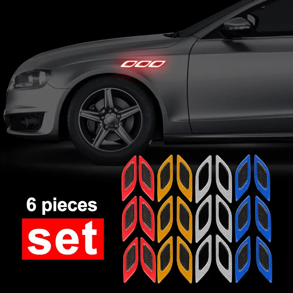 6Pcs/Set Car Sticker Truck Auto Motor Reflective Tape Open Sign Strips Anti-Scratch Safety Warning Accessories | Автомобили и
