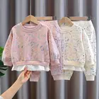 3 цвета, 2021, комплект одежды для девочек и мальчиков, свитер с блестками + длинные брюки, детские повседневные Костюмы, весенне-осенняя одежда, детская одежда