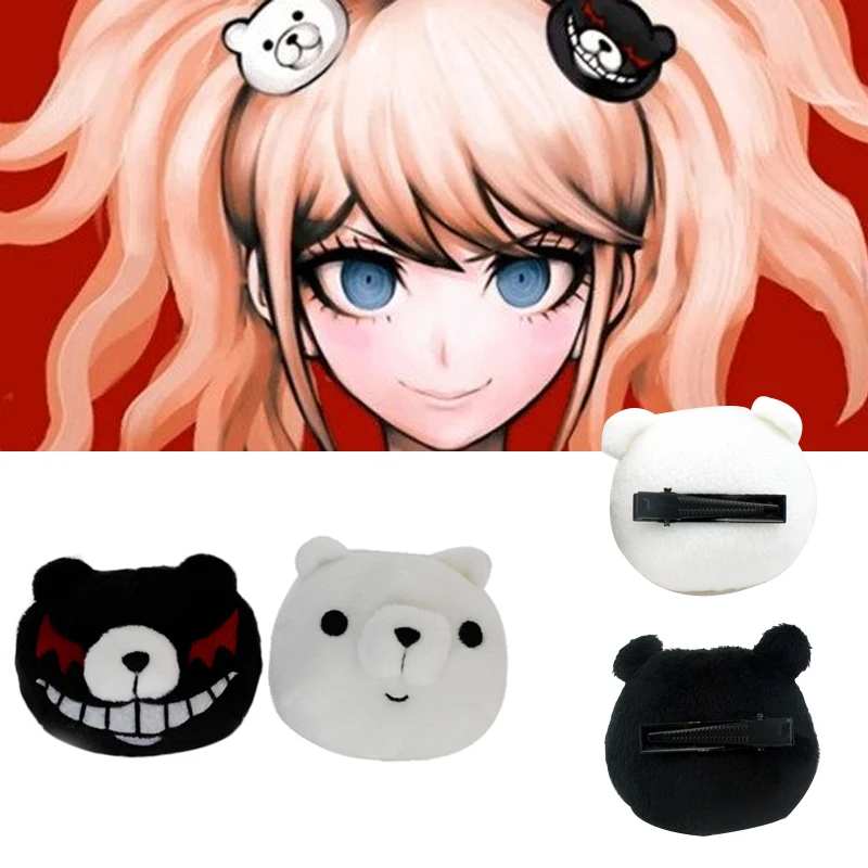 

Anime Danganronpa Trigger Happy Havoc Cosplay Hairpin Enoshima Junko Black And White Bear Cute Hair Clip