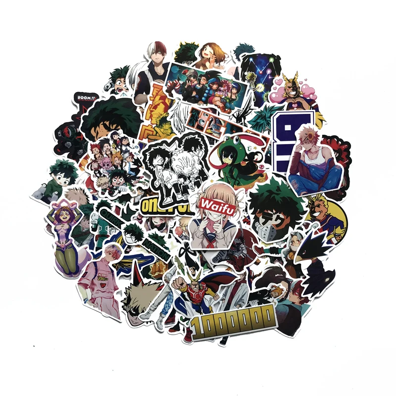 73 шт. Наклейки с периферийными персонажами мультфильма "Мой герой Академия" для чемодана, гитары, компьютера, скейтборда, декоративные наклейки в подарок.