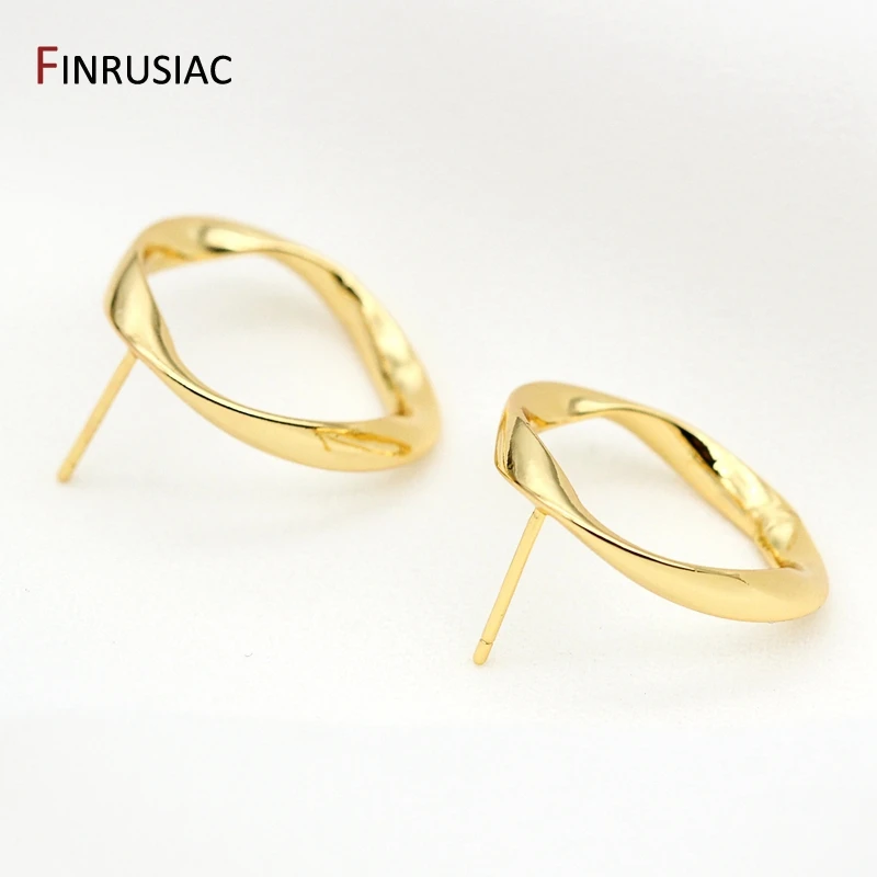 Изготовление сережек поставки 925 Серебряные иглы 14K позолоченные скрученный круг