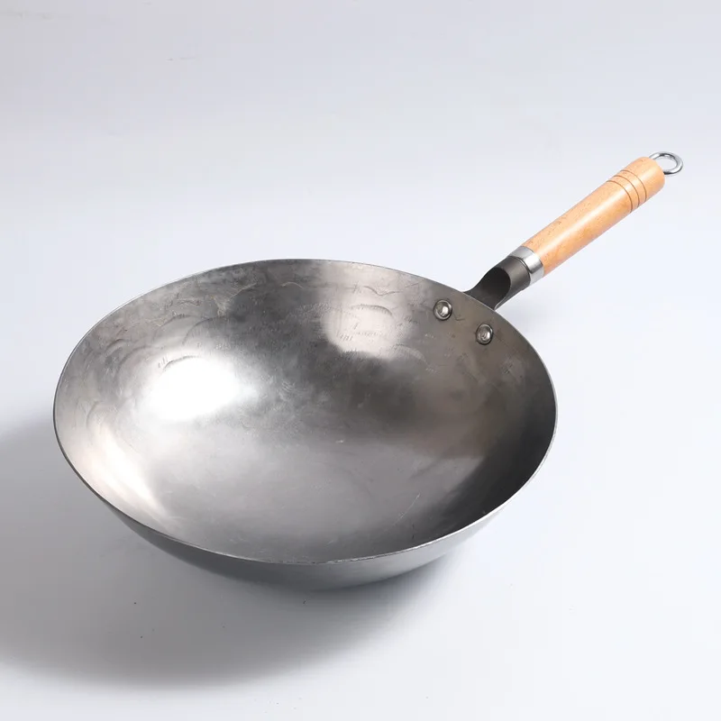 Китайская традиционная железная Woks Ручная ковка сковорода без покрытия большой