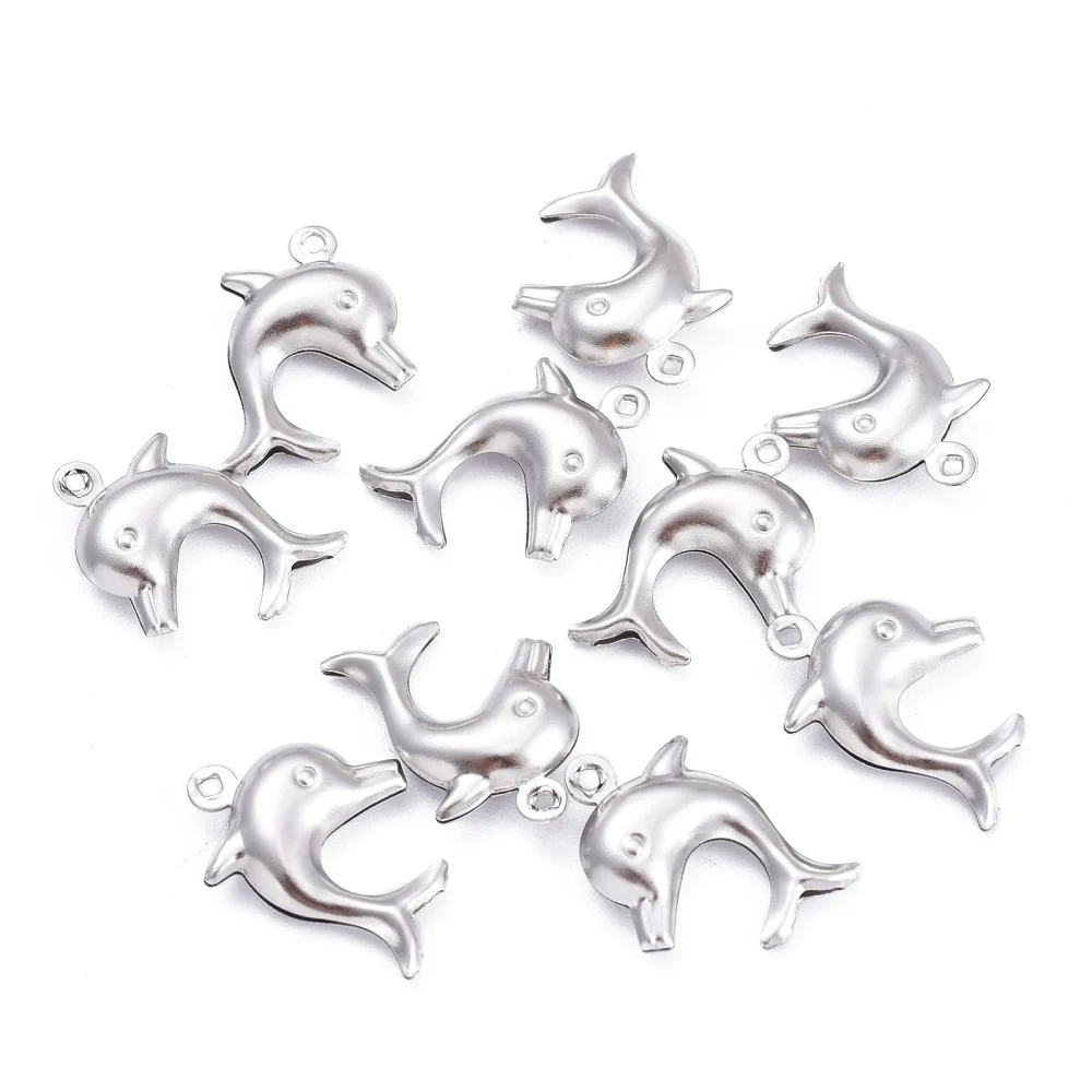 

100pcs Dolphin Pendants 304 Stainless Steel Pendants jewelry making DIY bracelets necklace accessories bijoux femme,21x16x4mm