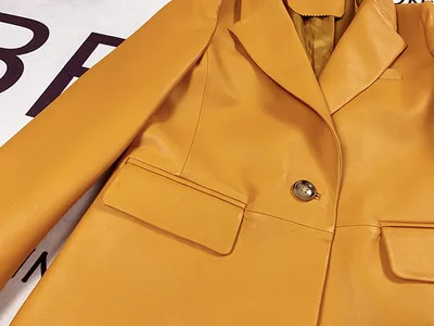 

2020 Women Spring Genuine Real Sheep Leather Jacket E39