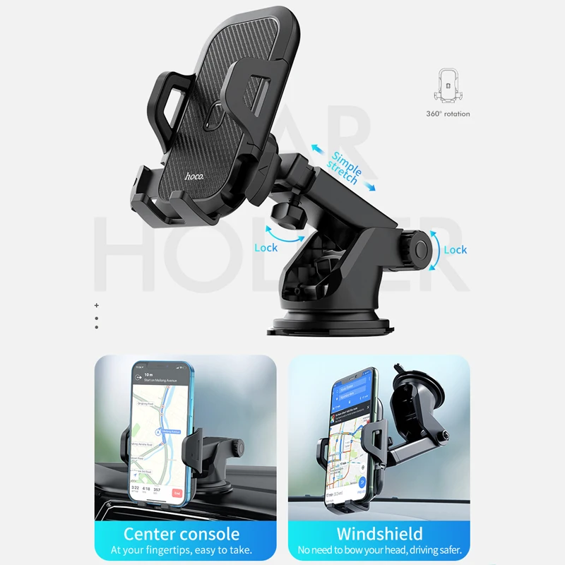 hoco universal car phone holder for iphone 12 pro max 360 degrees adjustable gps mount stand for xiaomi mi 11 10 samsung a51 a71 free global shipping