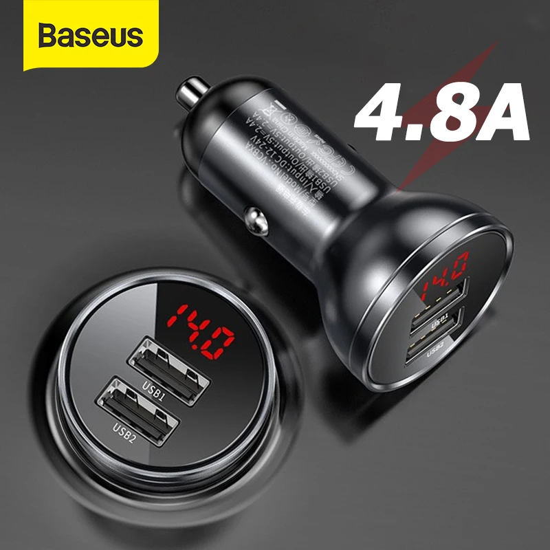 Baseus Зарядное устройство из сплава с двумя USB портами 4 а 24 Вт быстрая