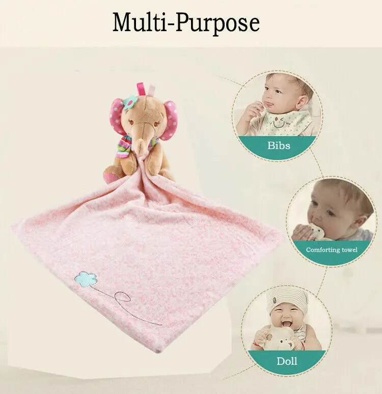 

Baby Plush Soothing Toys Security Blanket Baby Toys Towel Cute Deerlet Dog Elephant Animal Doll Comforter Y201001