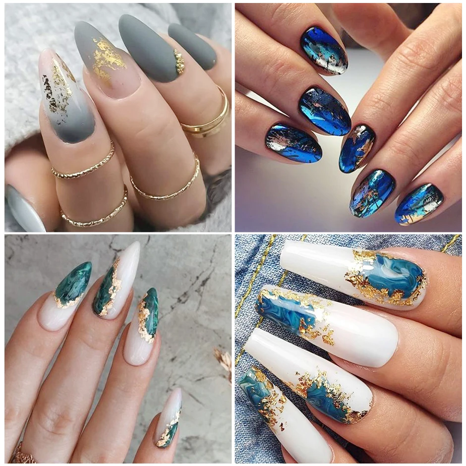 

0.2g Gold Silver Luxury Nail Decoration Glitter Flakes Aluminum Foils Sequins Chrome Powder for Manicure Accessories