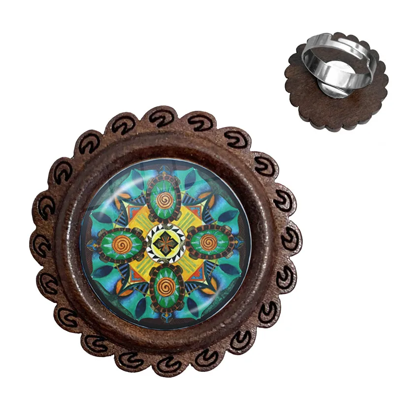 Очаровательный Амулет из хны для йоги женские деревянные кольца 20 мм стеклянный