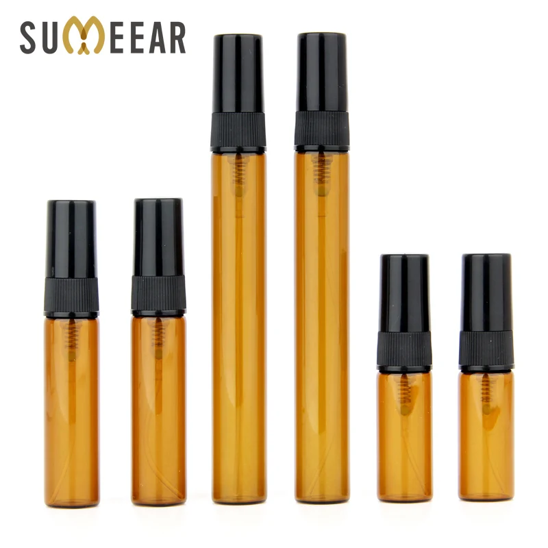 

50 Piece/Lot 3ml 5ml 10ml Amber Spray bottle Atomizer Perfume Bottle Empty Parfum Sample Bottle Essential Oil Cosmetic Container