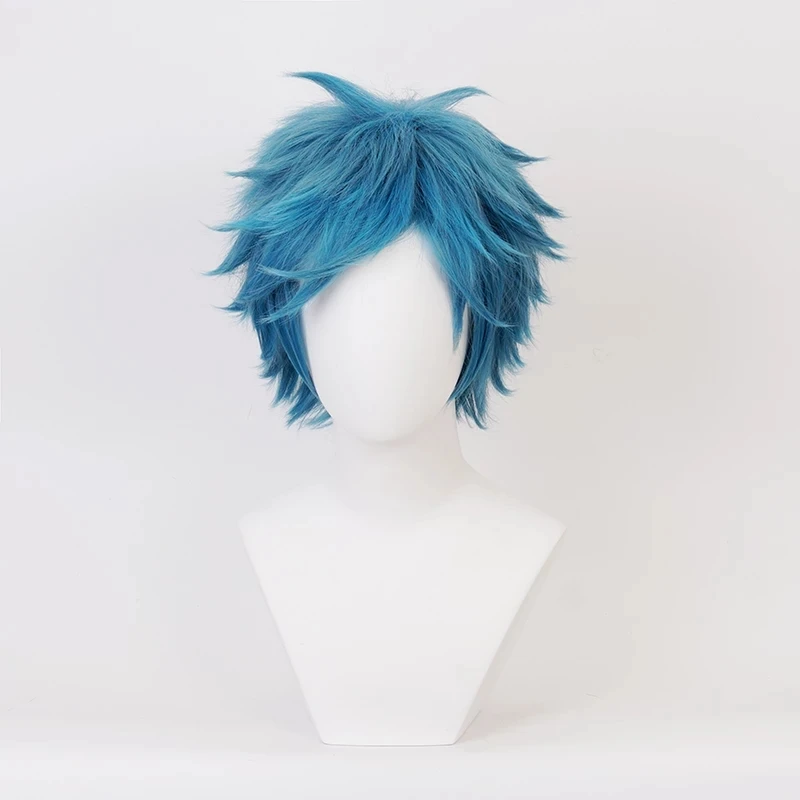 

YUI TAMURA Blue Wig Cosplay Adult Halloween Synthetic Hair Yarichin Bitch Bu Club Role Playing Short Hair + Wig Cap