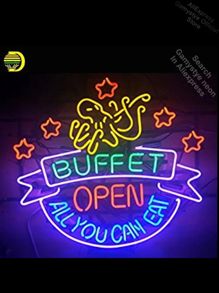 

uffet OPEN Neon Signs Handcrafted Neon Bulb Glass Tube Iconic Sign For Home Display Neon Beer Signs Polis Signage Shop Neon Tube