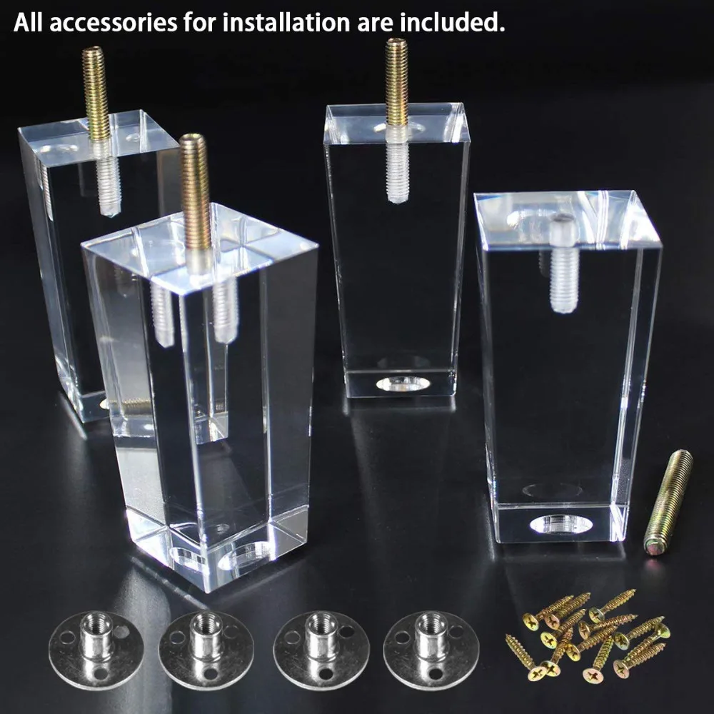 

4Pcs 4/4.7inch Furniture table legs M8 Acrylic Furniture Leg Feet 100/120MM Coffee tea bar Stool chair Leg Feet
