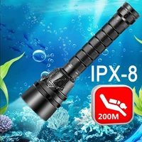 ipx 8 powerful diving flashlight highest ip68 waterproof professional diving light anti skid rope 5 super bright lamp beads
