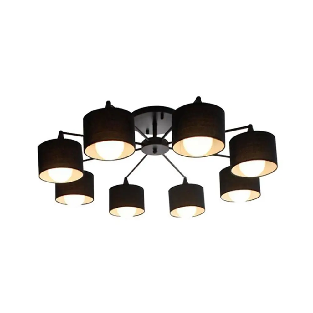 Потолочный светильник из ткани Лофт s для дома светодиодный E27 винтажный черный