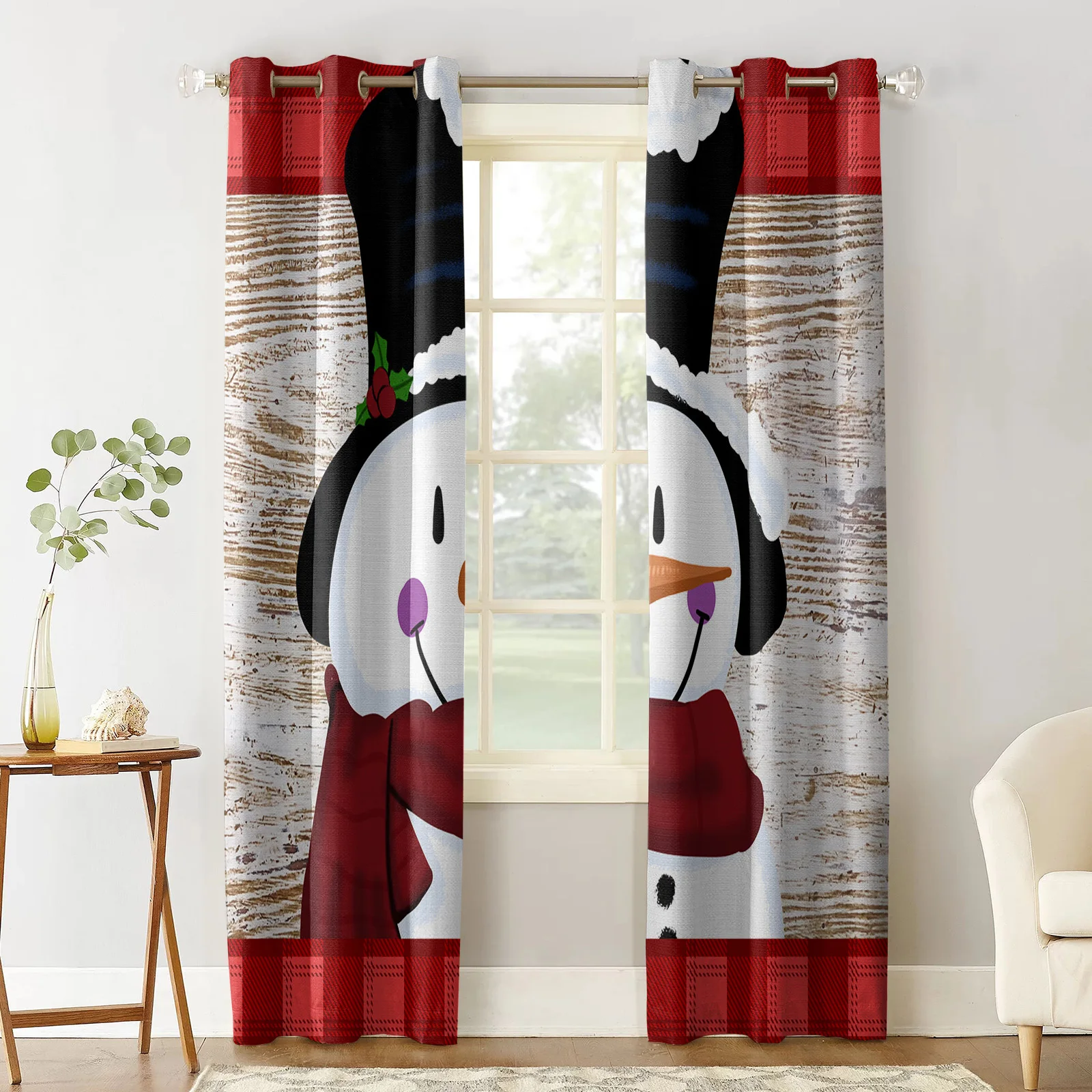 "Занавески Snowman Christmas Lattice с имитацией деревянной текстуры для гостиной, детской комнаты, декоративного оформления окон, штор на кухню"