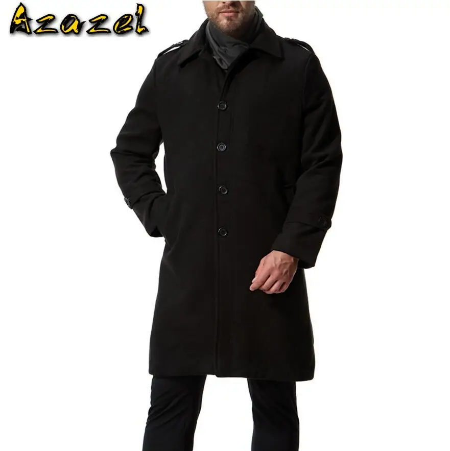 Winter new male long thick jacket Men trench coat trend cashmere jackets Single-breasted woolen windbreaker mens Lapel Overcoat