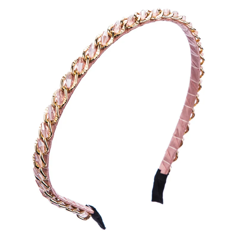 

import hair band edge small sweet wind manual winding crystal beads hoop girls fashion pressure washing a face hair