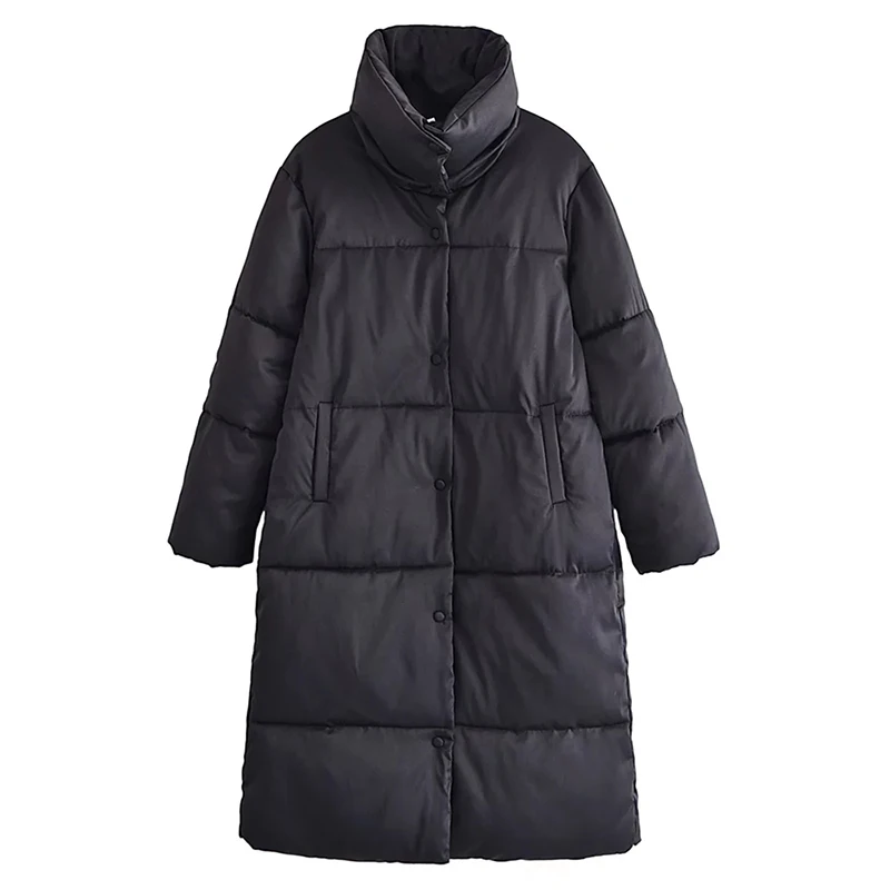Women Solid Color Parka Coats Casual Warm Button Up Long Sleeve Coat Pockets Female Winter Long Thick Padded Elegant Overcoats