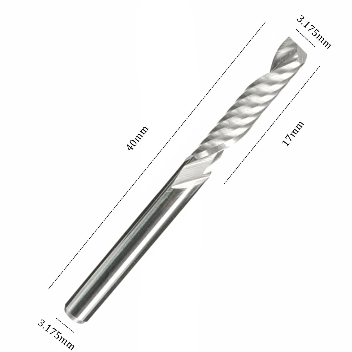 

High Quality 10pcs/lot 1/8 CNC Bits Single Flute Spiral Router Carbide End Mill Cutter Tools 3.175 x 17mm (1Lx3.22x5)