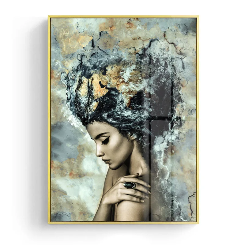 

Nordic Abstract Female Side Face Character Frameless Painting Core Living Room Decoration Hanging Painting Room Decor Wall Art
