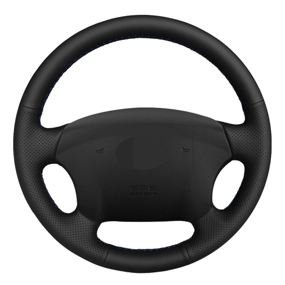 Чехол рулевого колеса автомобиля ручной работы черная натуральная кожа для Hyundai