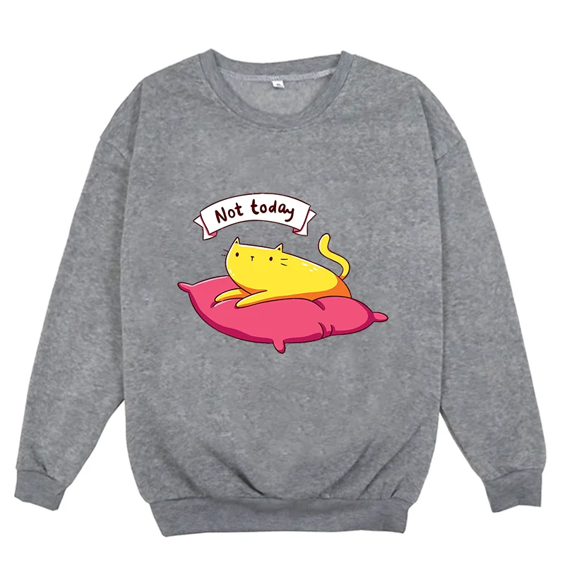 

NOT TODAY Spring Autumn New Sweater Kids Clothes Girls Baby Hoodie Children's Cartoon Top Boys Sweatshirts cat pattern Clothing