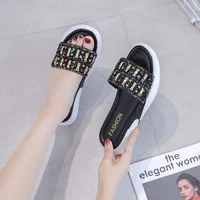 2022 summer ladies slippers sandals non slip flat slippers ladies rhinestone decorative sandals slippers beach shoes large size