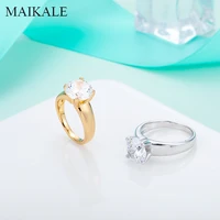 maikale original round ringscopperhigh quality plated gold silver engagement rings for women korean fashion jewlery wholesale