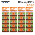 YCDC, 40 шт., кнопочные элементы AG10 G10A SR1130 LR1130 390A D189, ag10, Ag10, одноразовая батарея для часов