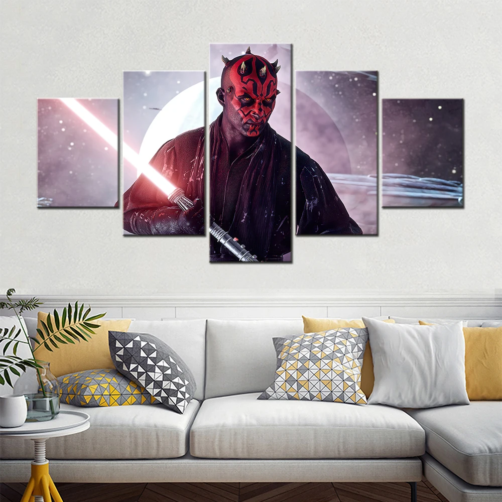 

Canvas Painting 5 Piece Japan Anime Figure Darth Lightsaber Wars Decorative Wall Pictures Posters For Living Room Wall Art