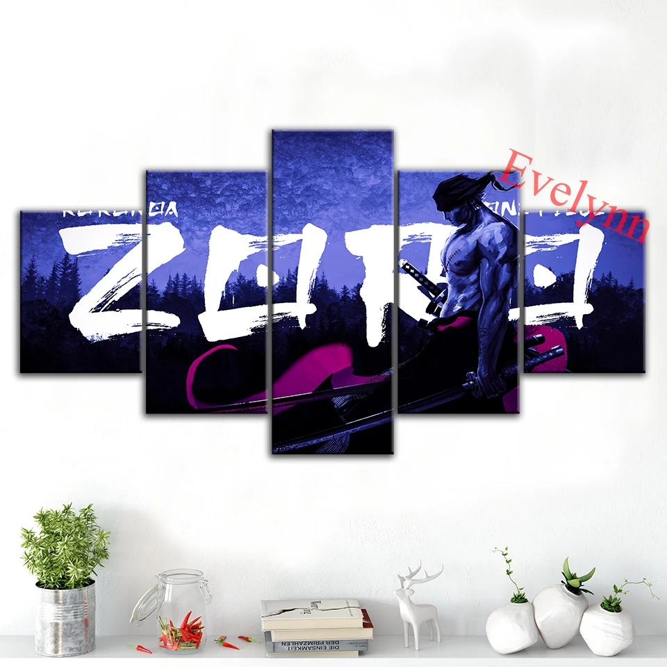 

5 Pieces Anime Poster One Piece Roronoa Zoro Abstract Wall Art Prints Modular Pictures Frame Bedroom Decoration Canvas Painting