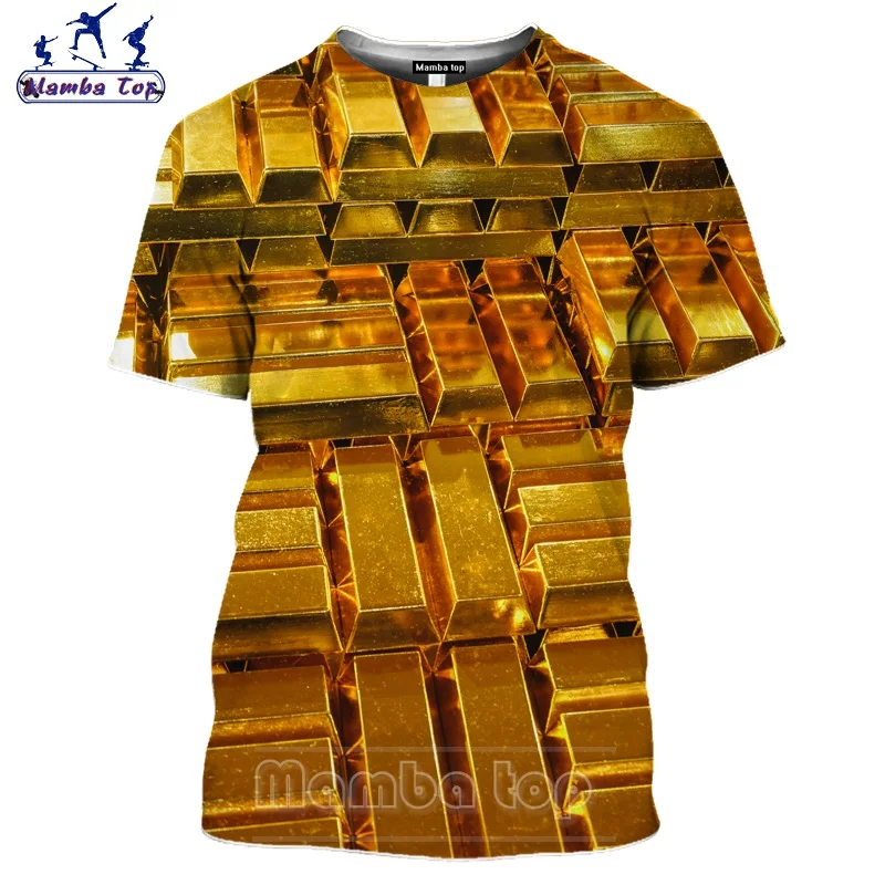 Топ Mamba мужские футболки летняя футболка для плавания с 3D принтом Золотая