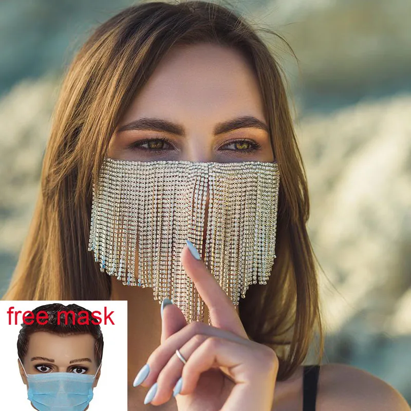 Женские винтажные Стразы серебристого цвета маска для лица с кисточками модный