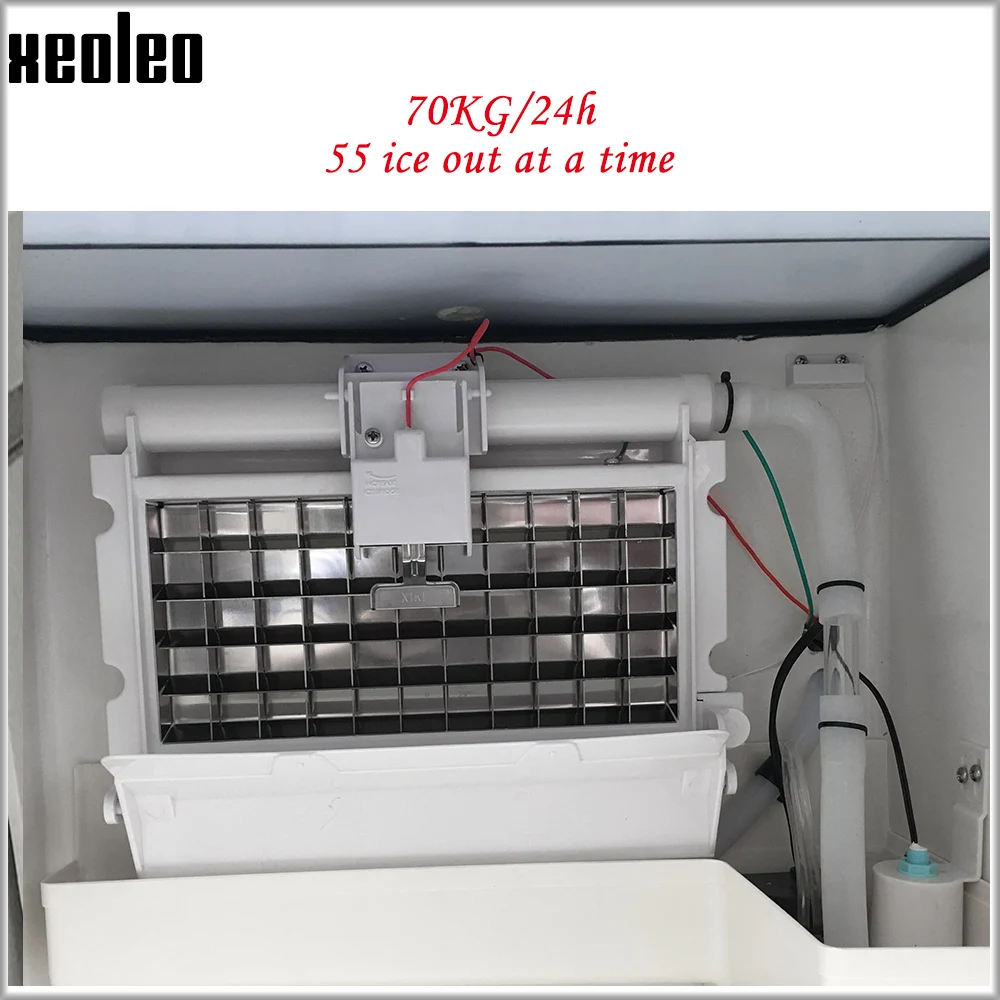 Xeoleo Коммерческая льдогенератор из нержавеющей стали 70 кг/24 ч автоматическая