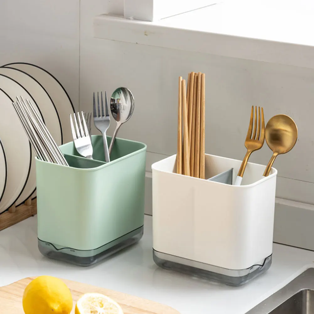 

2Color Chopstick Drain Rack Multifunctional Compartment Chopsticks Drain Rack Home Kitchen Bar Tableware Storage Rack Organizer