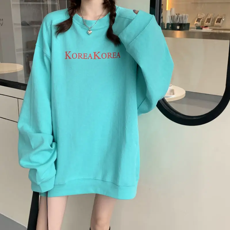 

Sweatshirt Women Long Sleeve Sweatshirt Spring and Autumn Simple Thin Loose Pullovers Fashion O Neck Hoodies Tops Streetwear