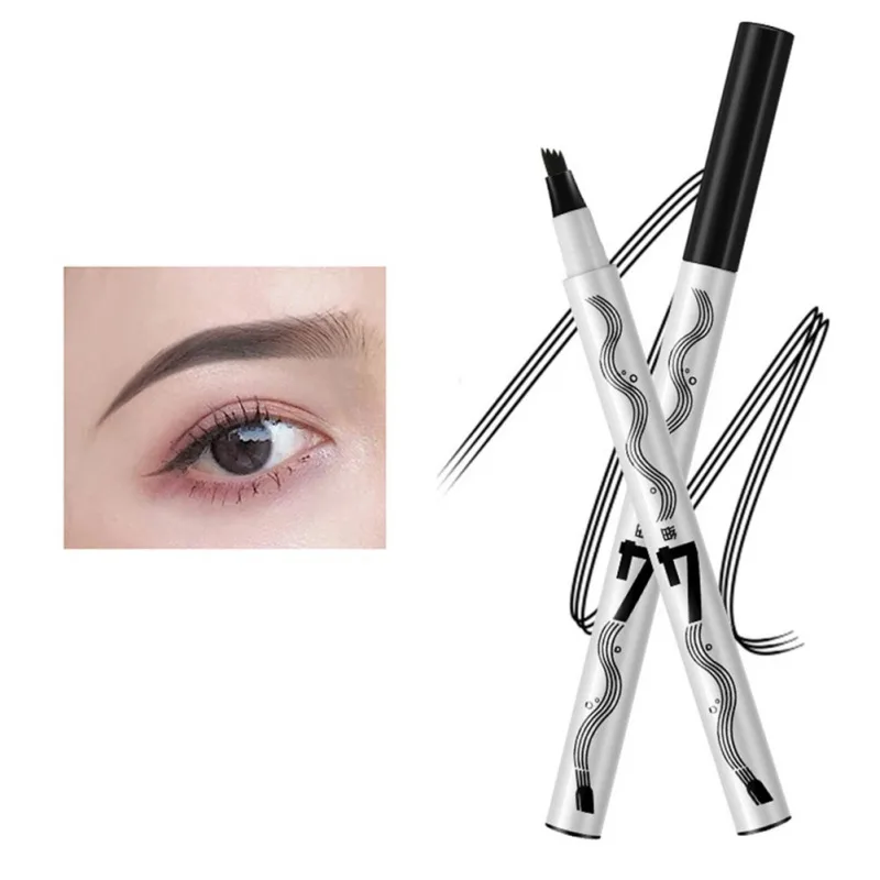 

4 Tips Waterproof Micro-carved Watermark Eyebrow Pencil Four-head Bifurcated Natural Eyebrow