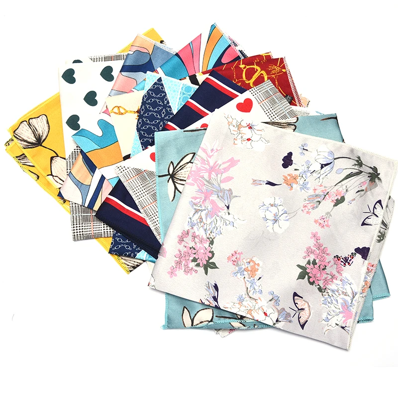 

2021 Square Silk Scarf Women Fashion Print Small Neck Scarfs Office Lady Hair Band Foulard Hand Kerchief Female Bandana Shawl