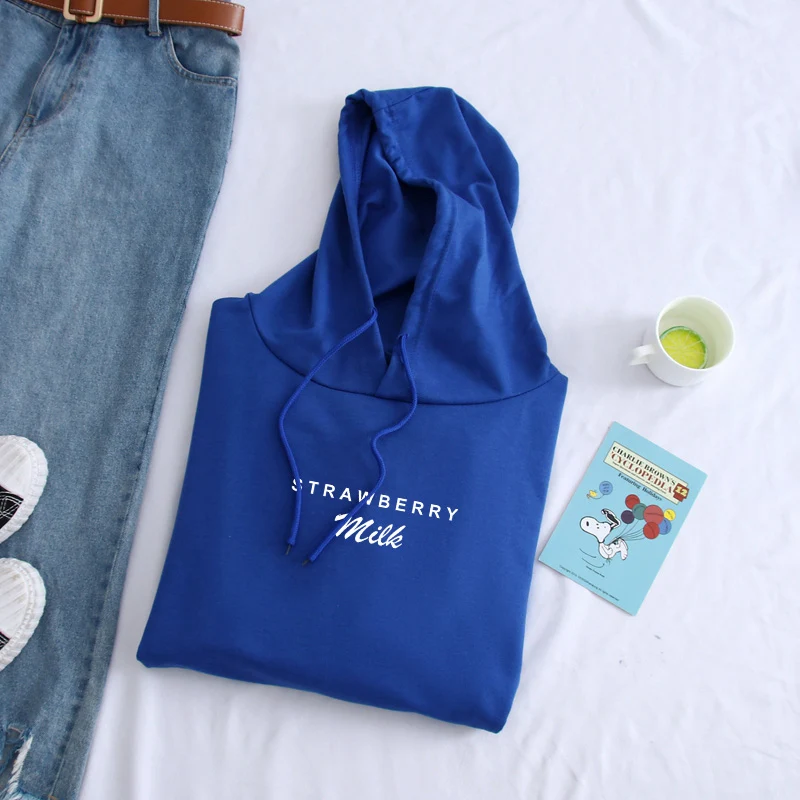 

Autumn Winter Male Casual Hoodies Sweatshirts Strawberry Milk Printing Fashion Unisex High Harajuku Streetwear Solid Hoody