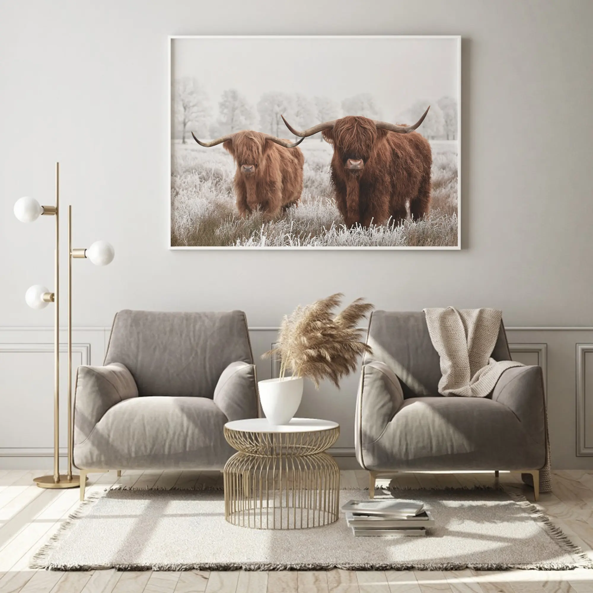 Highland печать коровы корова стена искусство быка крупного рогатого скота буйвола